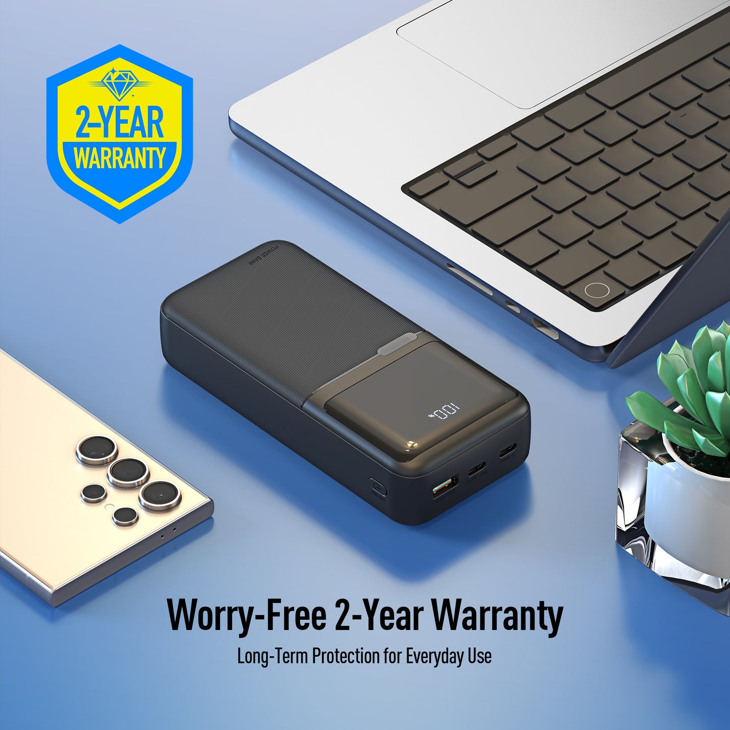 20KmAh Power Bank with Built-in Cables for iPhone, Samsung & More - CW10