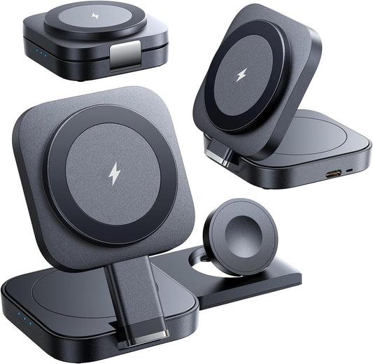 Foldable 3-in-1 Wireless Charger, Perfect for Travel, Power Adapter Included