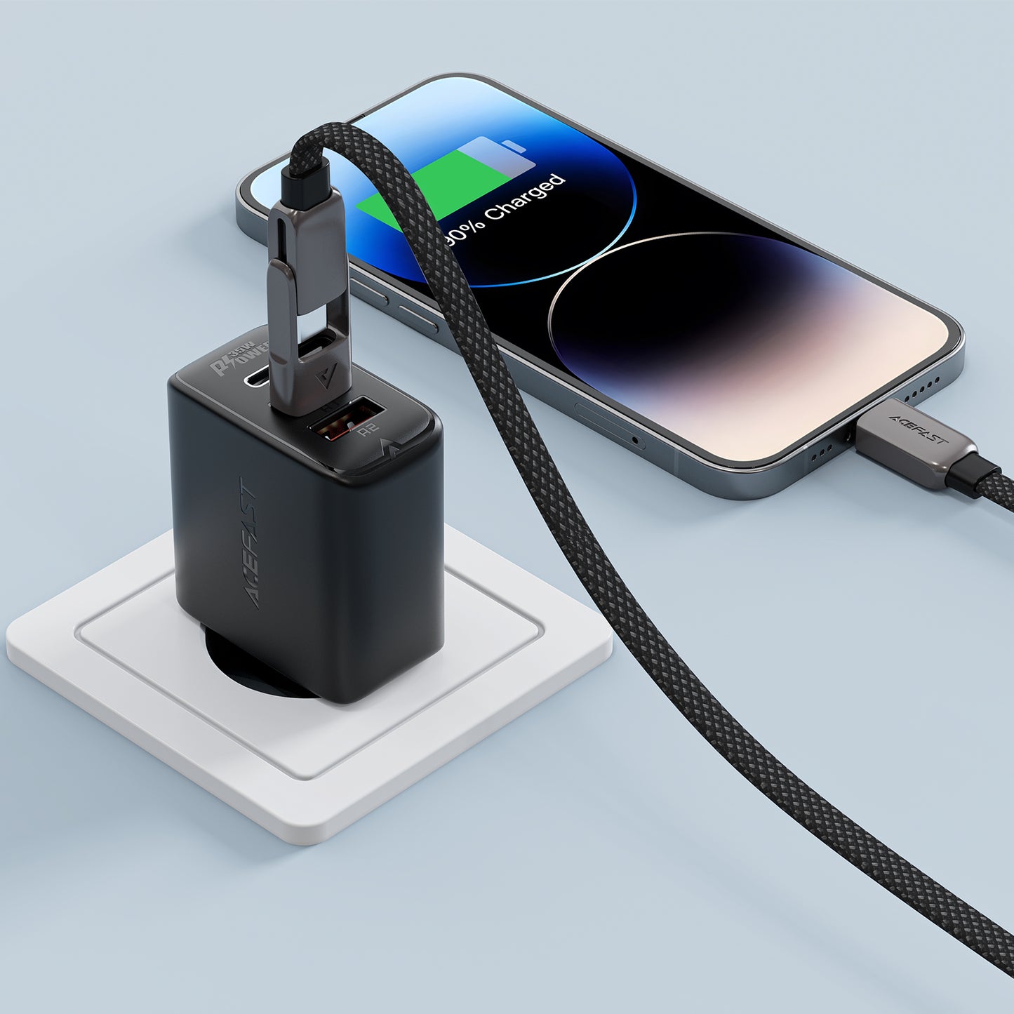 ACEFAST 60W 2-in-1 USB/Type-C to Type-C Braided Charging Cable - C13-04