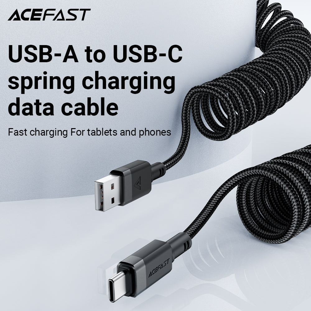 ACEFAST USB-A to USB-C Coiled Cable 1.2M - C14-04