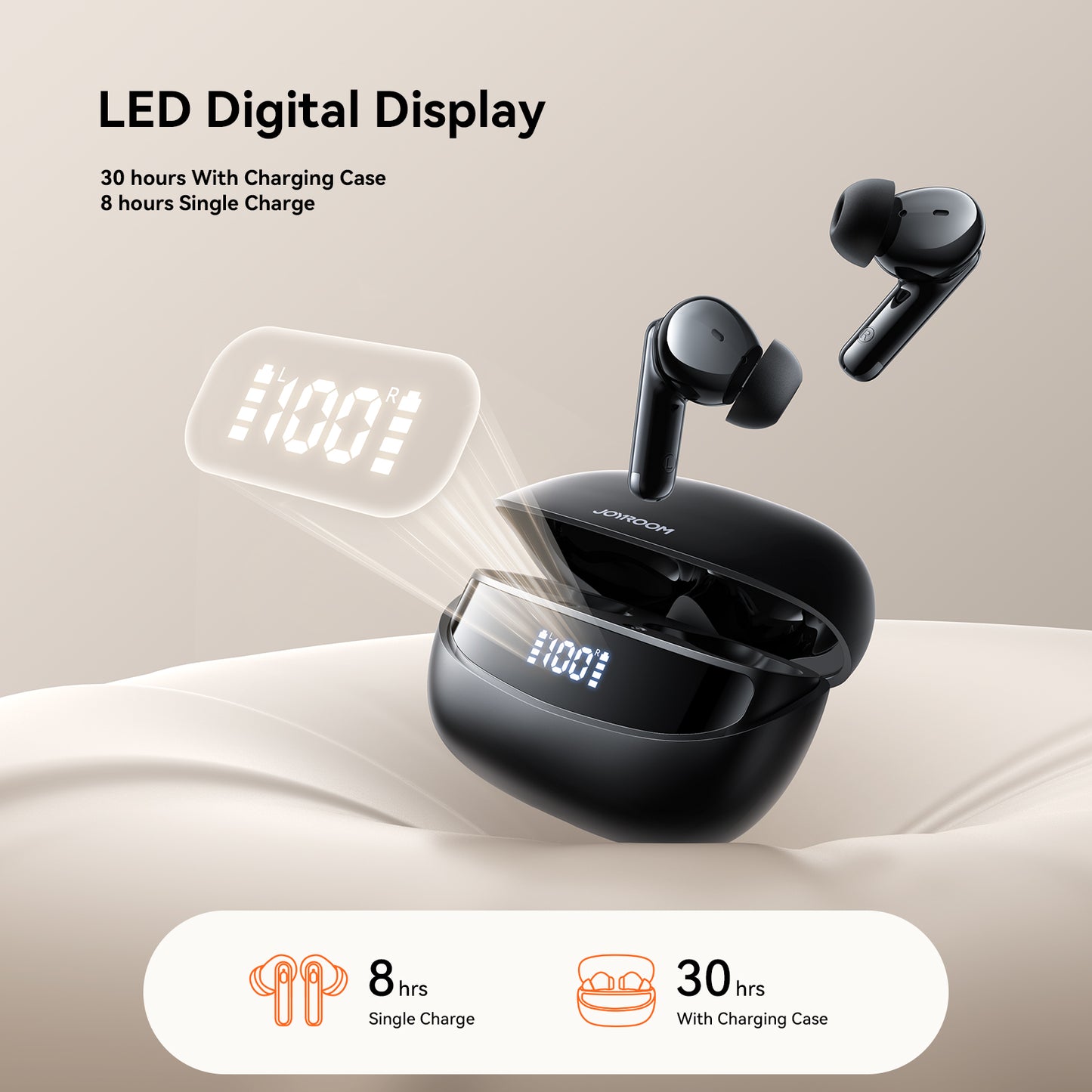 JOYROOM Jpods True Wireless Bluetooth Earphones, Battery Level Display - JR-BB3