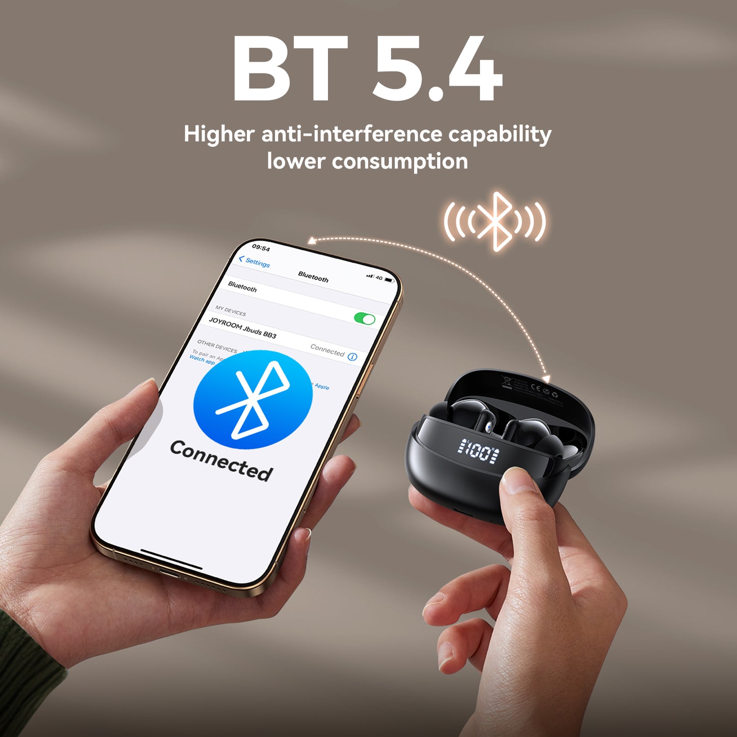 JOYROOM Jpods True Wireless Bluetooth Earphones, Battery Level Display - JR-BB3