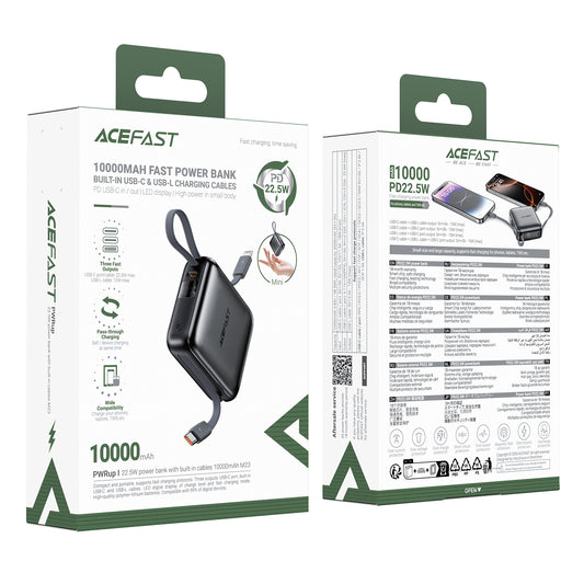 ACEFAST 10000 22.5W Power Bank with Built-in Dual Cables - M23