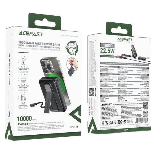 ACEFAST 22.5W Magnetic Power Bank with Holder and Tyep-C Cable - M24