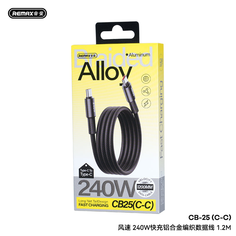 REMAX Velocity Fast Charging Aluminum Alloy Braided Data Cable 1.2M - CB25