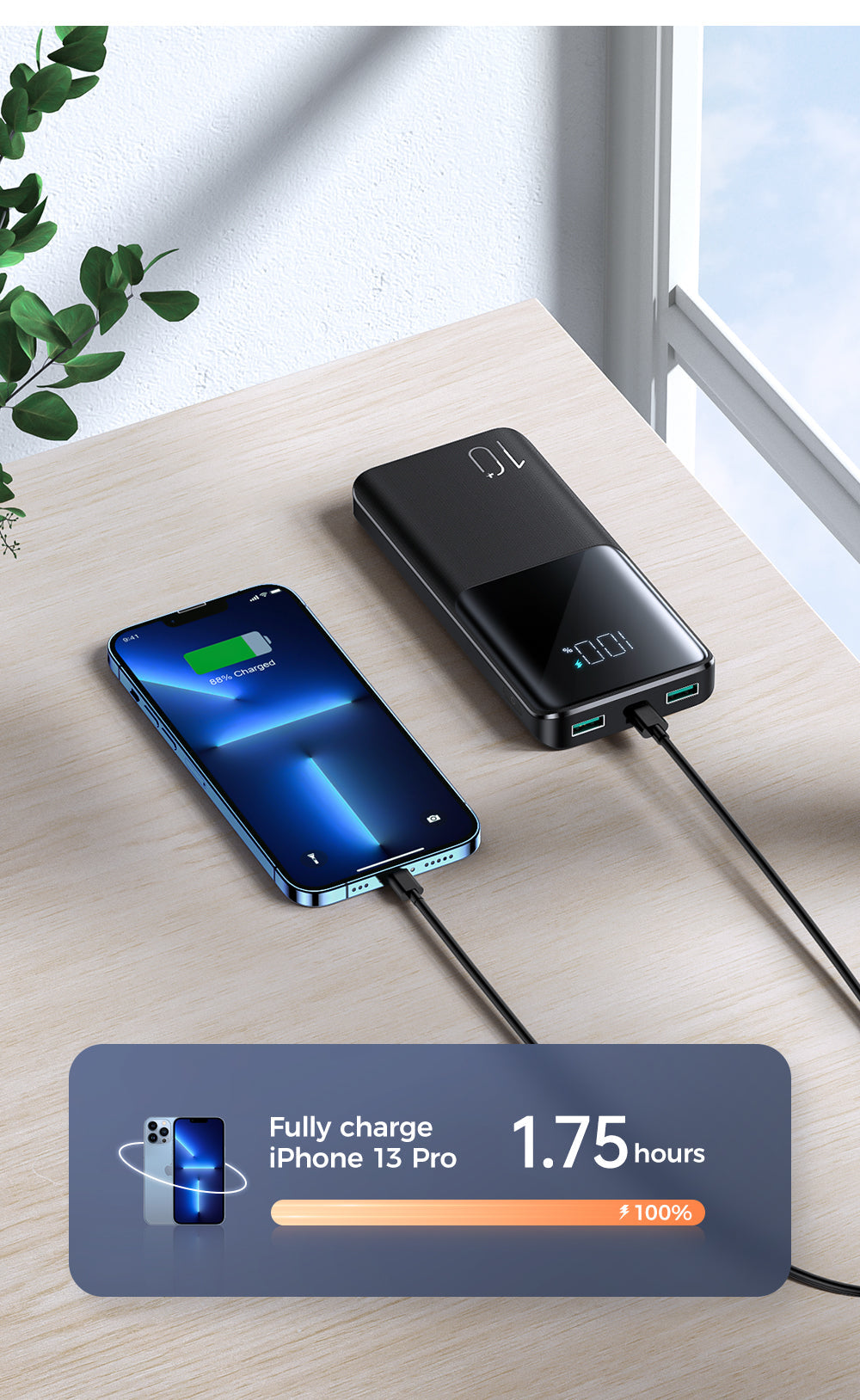 JOYROOM Fast Charging Power Bank with LCD Power Display 20000mAh 22.5W