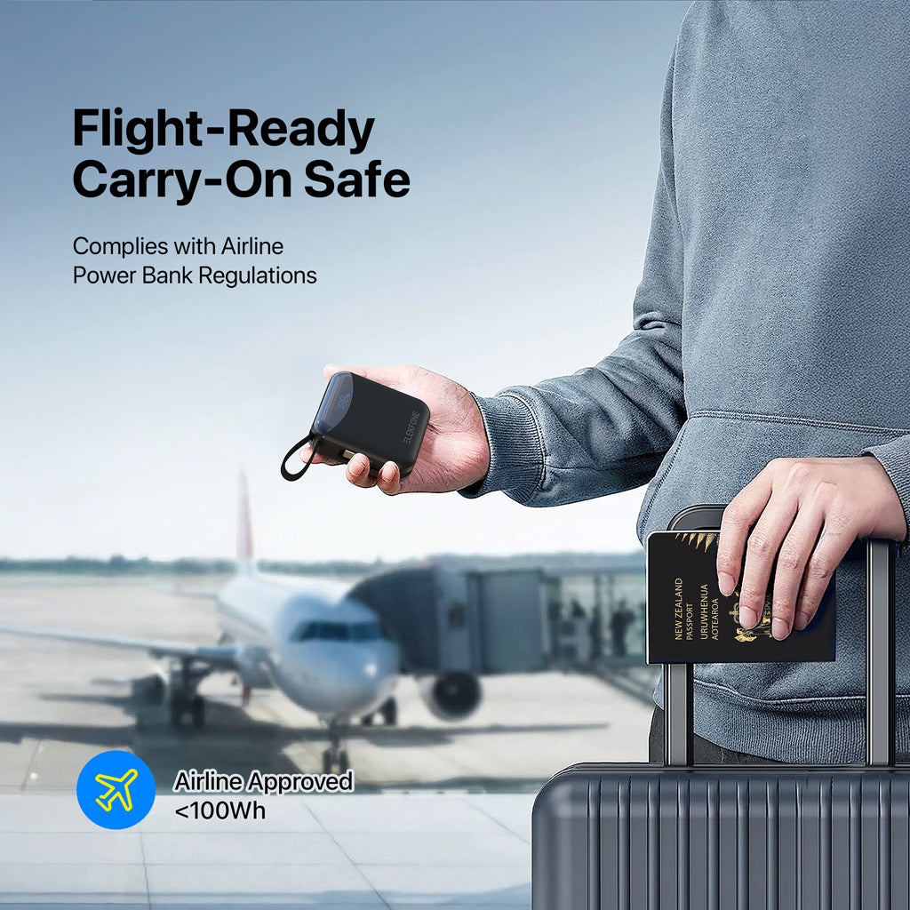 10000mAh Mini Power Bank with Built-in Cables for iPhone, Samsung & More - CW09