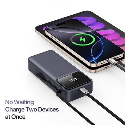 DUZZONA 10,000 mAh Power Bank with Retractable Type-C Cable - P1