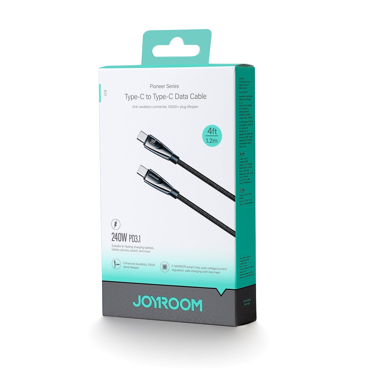 JOYROOM USB-C to USB-C 240W Fast Charging Data Cable 1.2M - SA31-CC5