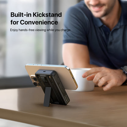 ELEKFONE Magnetic Wireless Power Bank with Built-in Cables and Kickstand - CW08