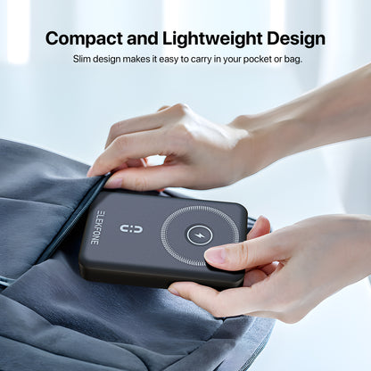 ELEKFONE Magnetic Wireless Power Bank with Built-in Cables and Kickstand - CW08