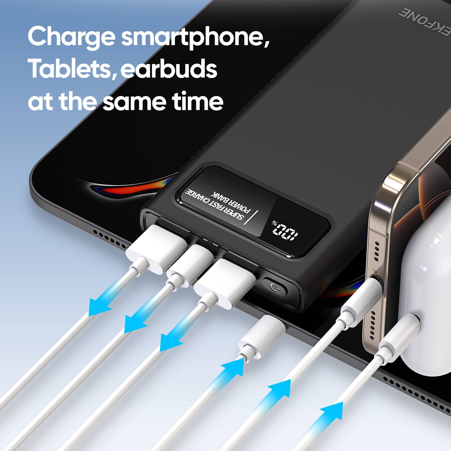 ELEKFONE 10000mAh 22.5W PD Power Bank, Compatible with Phones and Tablets - P1