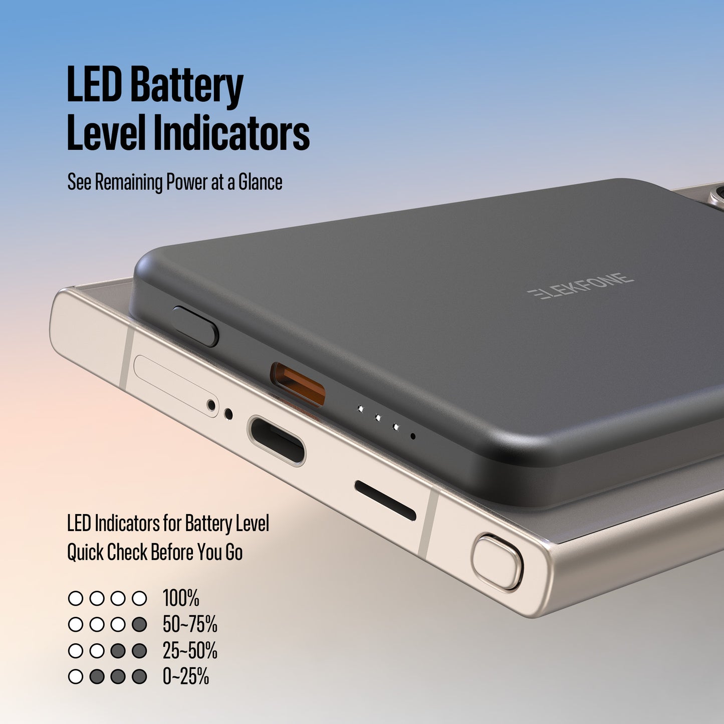 ELEKFONE 5,000mAh Super Slim MagSafe Power Bank - CW11