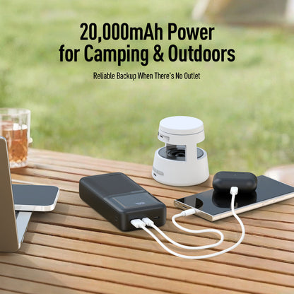 20KmAh Power Bank with Built-in Cables for iPhone, Samsung & More - CW10