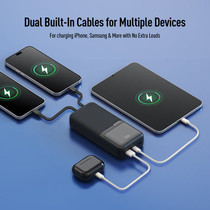 20KmAh Power Bank with Built-in Cables for iPhone, Samsung & More - CW10