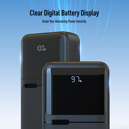 20KmAh Power Bank with Built-in Cables for iPhone, Samsung & More - CW10