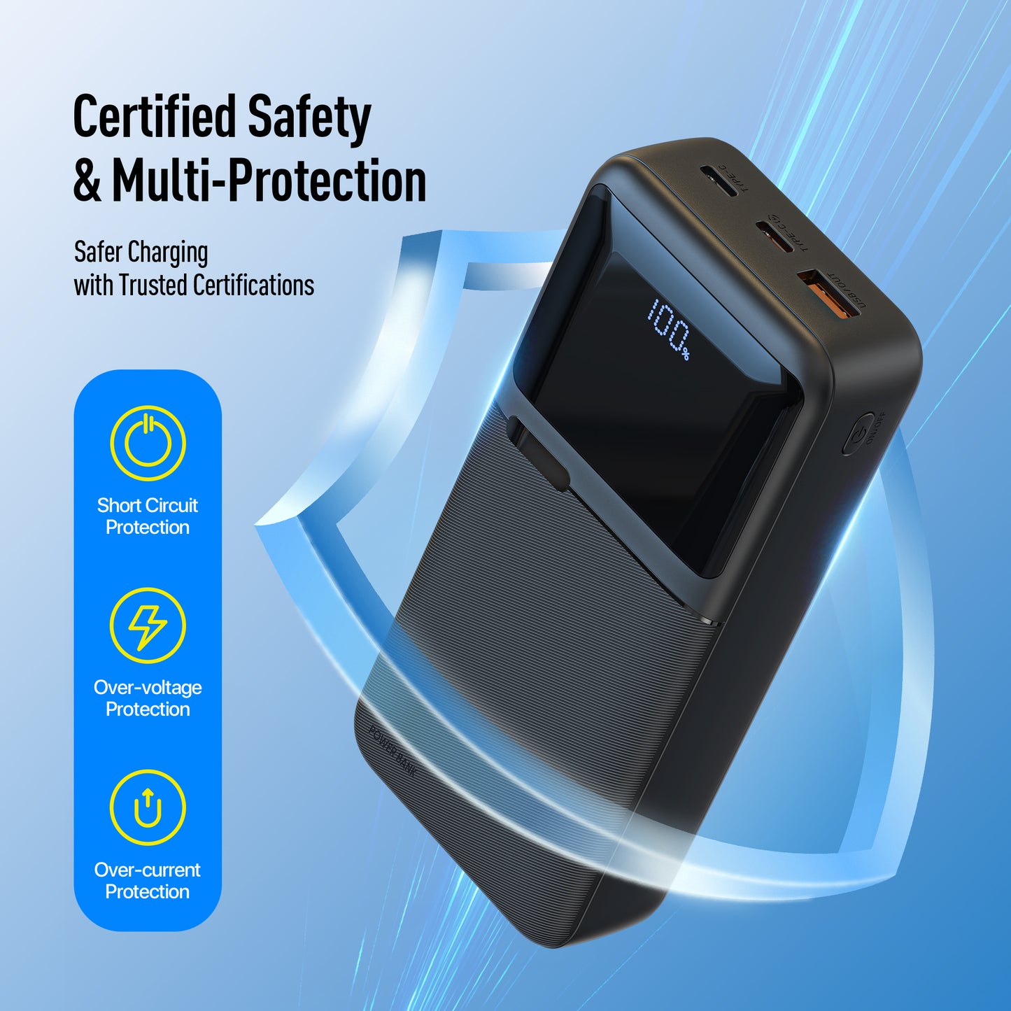 20KmAh Power Bank with Built-in Cables for iPhone, Samsung & More - CW10