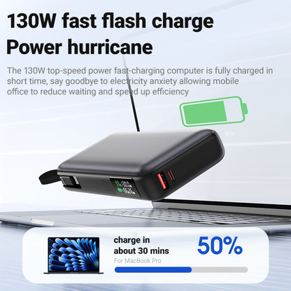 ACEFAST PD 130W SUPERPOWER Laptop Power Bank with Built-in Cable - M22-20000