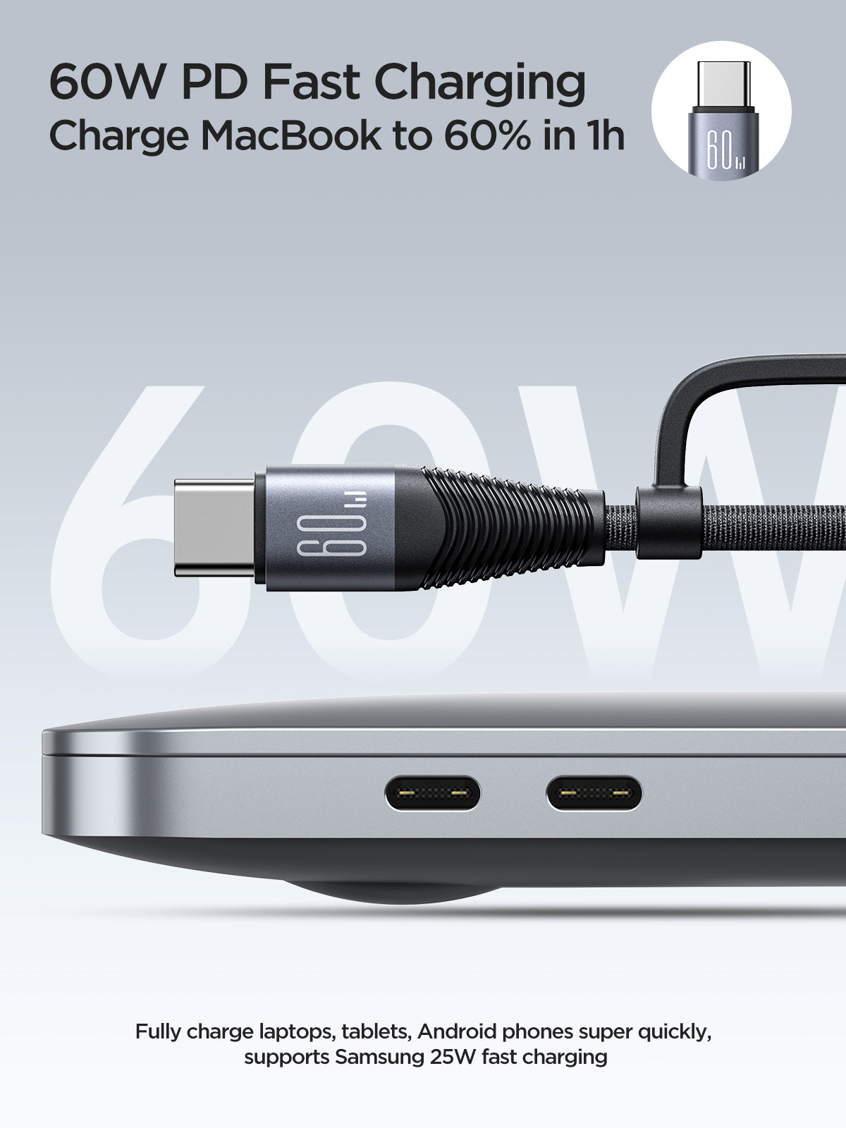 JOYROOM 60W 4-in-1 Fast Charging Data Cable (USB-A/USB-C/Lightning) 1.2M SA37-2T2