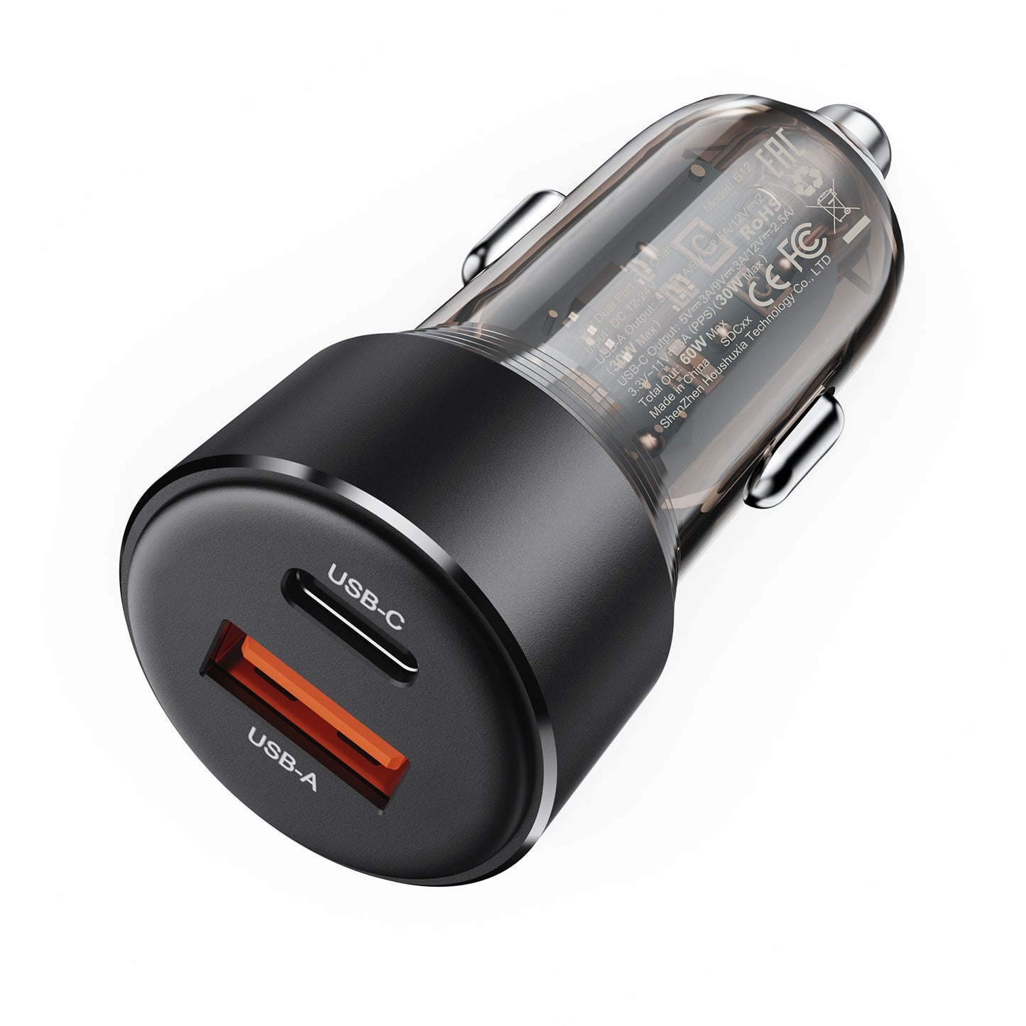 ACEFAST 60W (USB-A+USB-C) Dual-Port Car Charger - B12