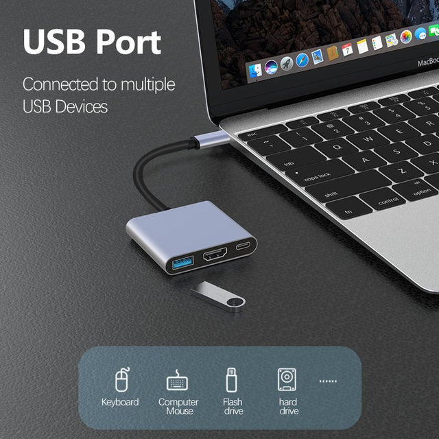 3-in-1 USB Hub (Type-C / 4K 30Hz HDMI / USB 3.0)