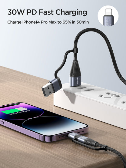 JOYROOM 60W 4-in-1 Fast Charging Data Cable (USB-A/USB-C/Lightning) 1.2M SA37-2T2