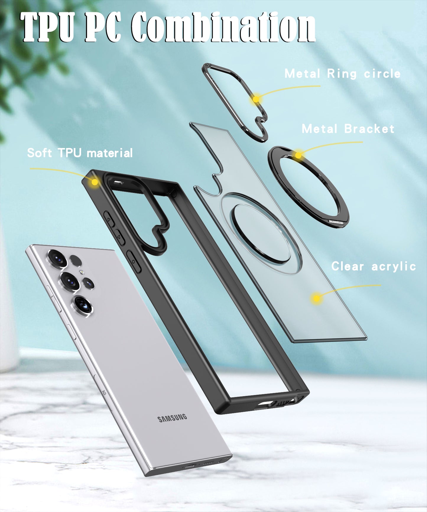 M4 Magnetic Built-in Kickstand Phone Case for Samsung