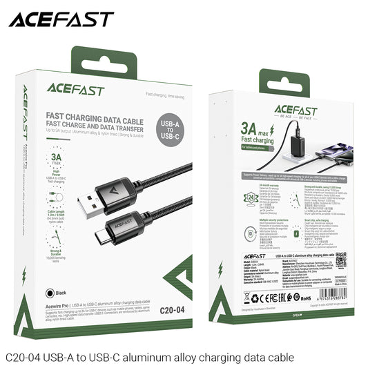 ACEFAST Premium Braided-Nylon USB-A to USB-C Cable - C20-04