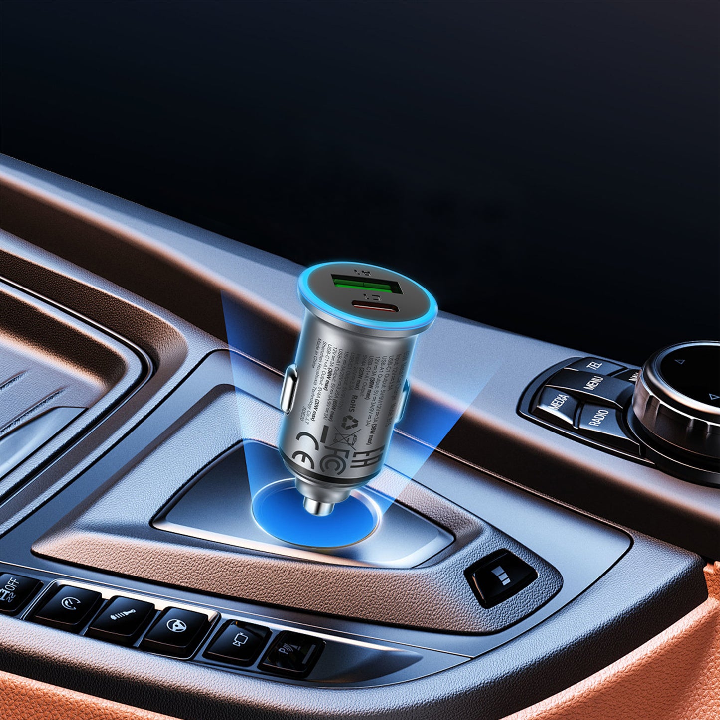 ACEFAST 65W (USB-A+USB-C) Dual-Port Car Charger - B15