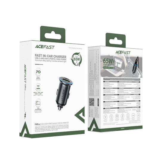 ACEFAST 65W (USB-A+USB-C) Dual-Port Car Charger - B15