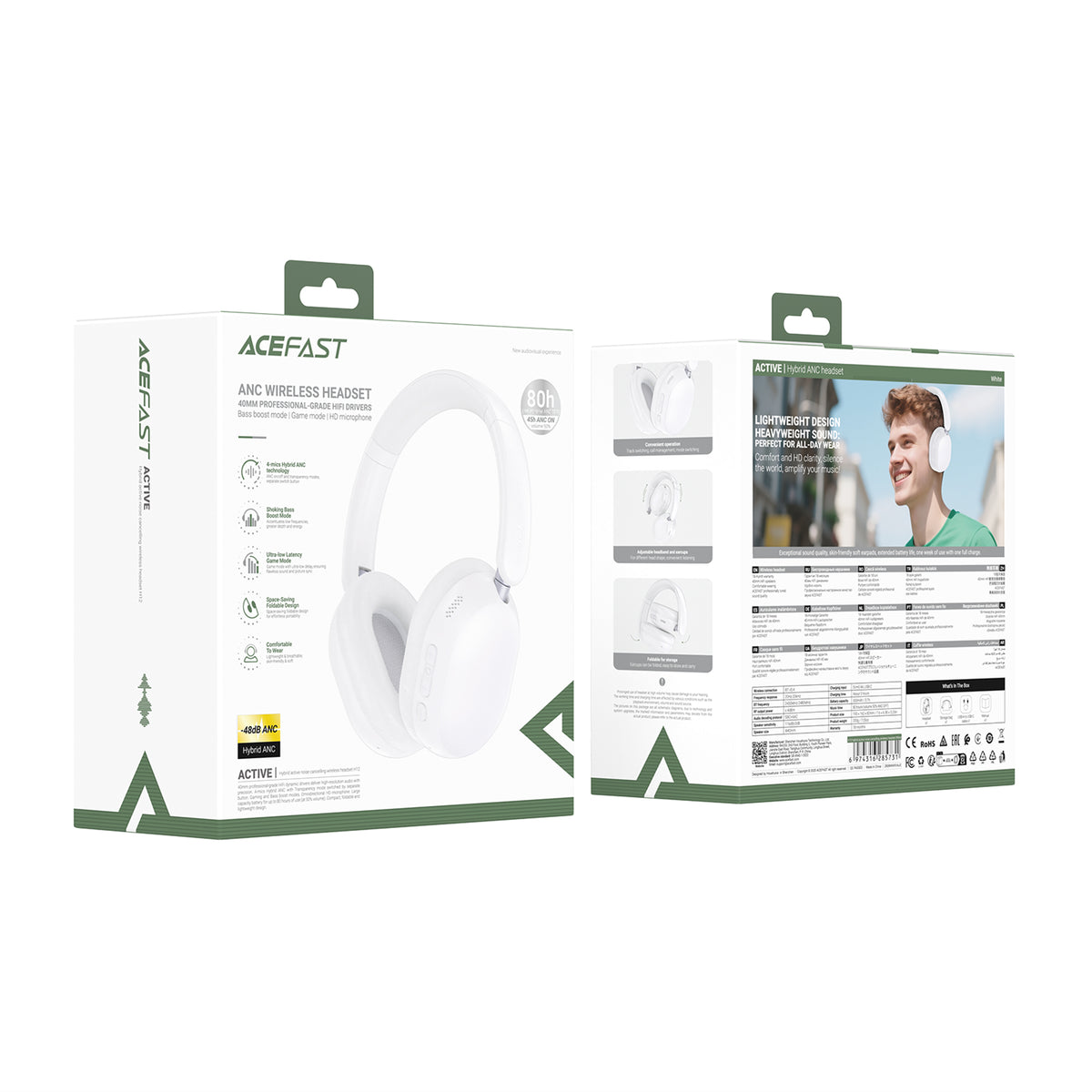ACEFAST Hybrid Active Noise Cancelling Wireless Headset - H12