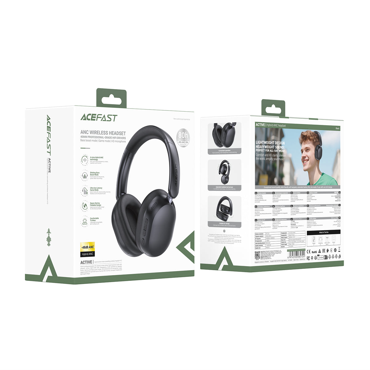 ACEFAST Hybrid Active Noise Cancelling Wireless Headset - H12