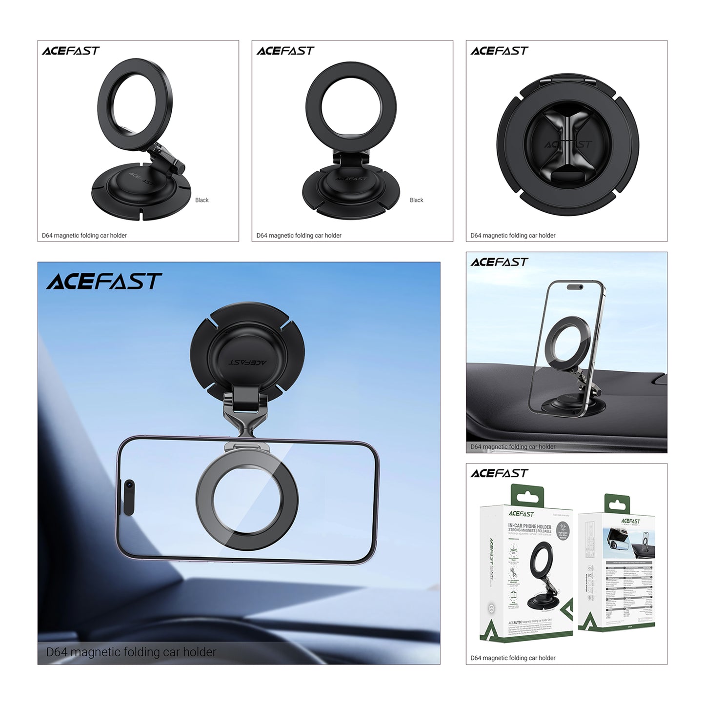ACEFAST Magnetic Folding Car Phone Holder - D64