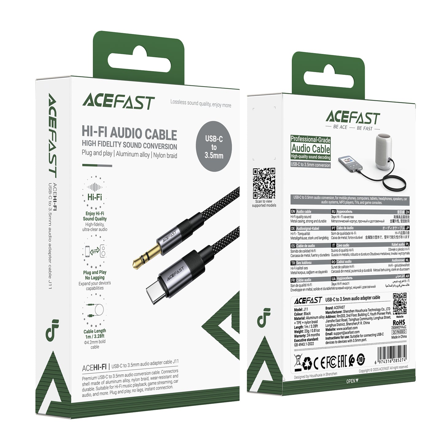 ACEFAST USB-C to 3.5mm Audio Adapter Cable - J11