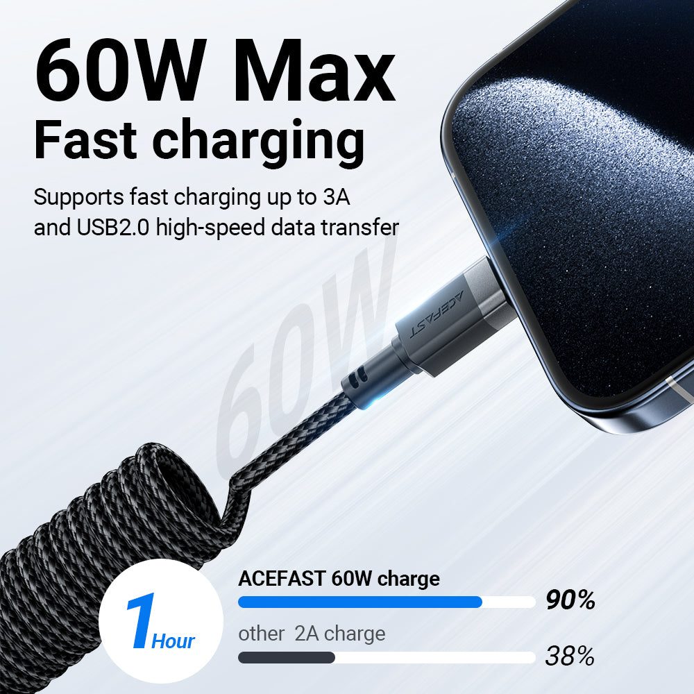 ACEFAST USB-C to USB-C Coiled Cable 1.2M - C14-03