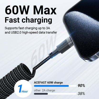 ACEFAST USB-C to USB-C Coiled Cable 1.2M - C14-03
