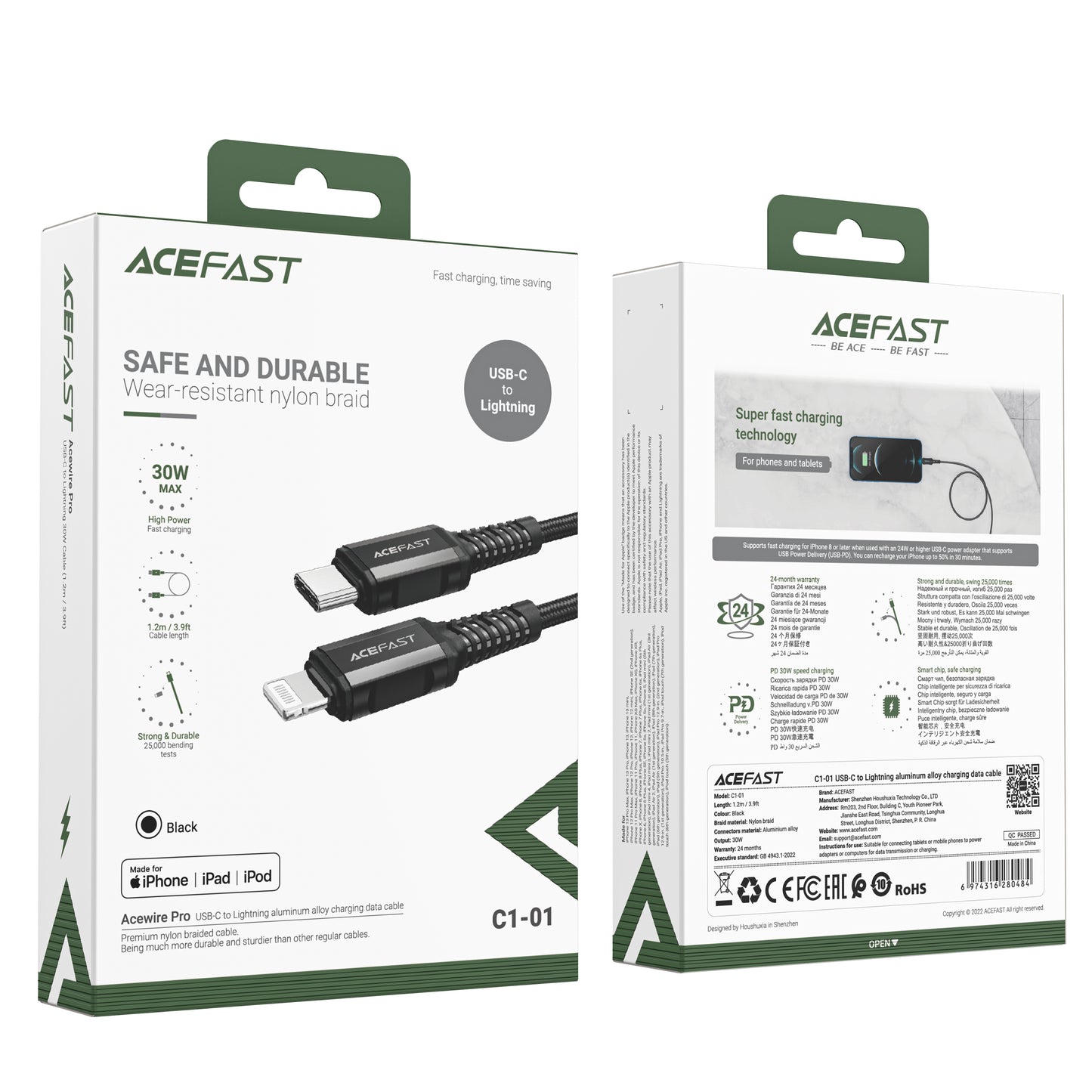 ACEFAST USB-C to Lightning MFi-certified Cable - C1-01