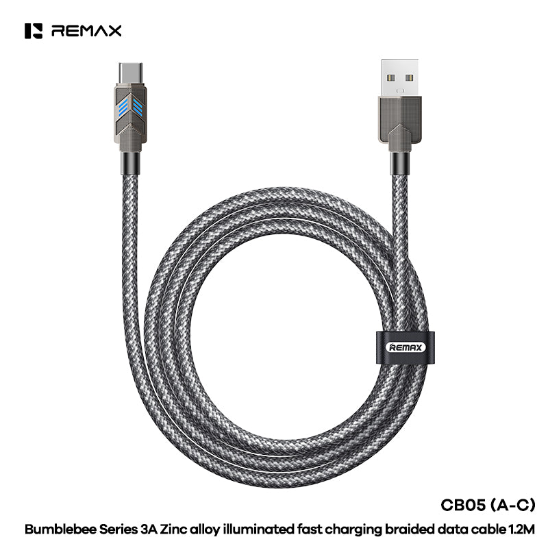 REMAX Bumblebee Series Zinc Alloy Fast Charging Braided Data Cable 1.2M - CB05