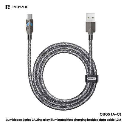REMAX Bumblebee Series Zinc Alloy Fast Charging Braided Data Cable 1.2M - CB05