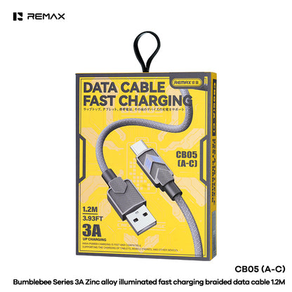 REMAX Bumblebee Series Zinc Alloy Fast Charging Braided Data Cable 1.2M - CB05