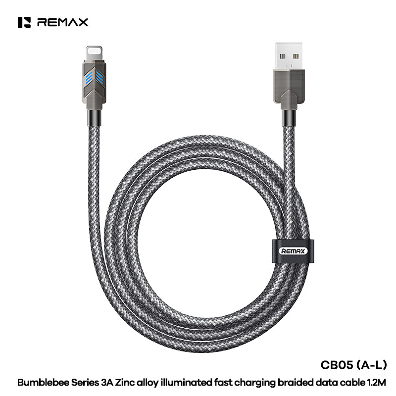 REMAX Bumblebee Series Zinc Alloy Fast Charging Braided Data Cable 1.2M - CB05