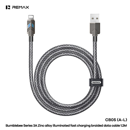 REMAX Bumblebee Series Zinc Alloy Fast Charging Braided Data Cable 1.2M - CB05