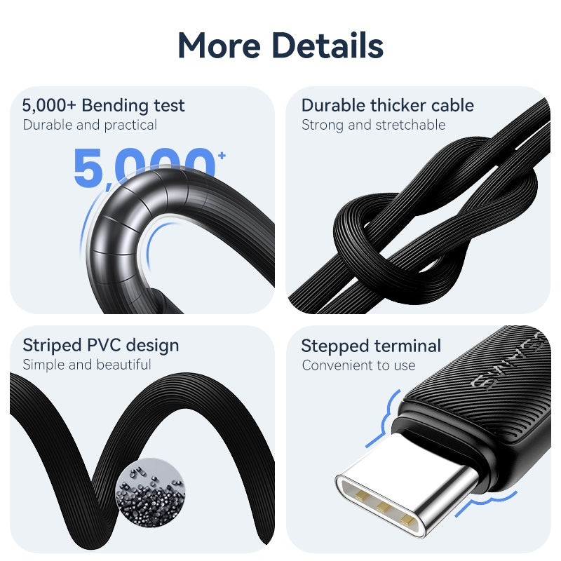 USAM Striped Data Cable KY Series 3M (USB/Type-C/Lightning/Micro)