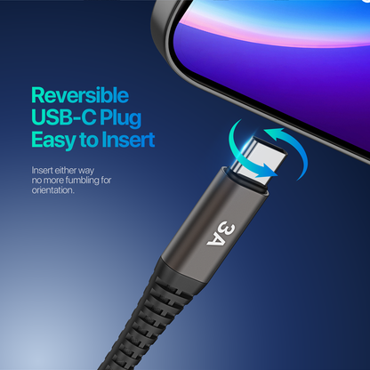 ELEKFONE Braided Nylon Charging Cable 1M, All Conectors Available (USB/Type-C/Lightning) EC01