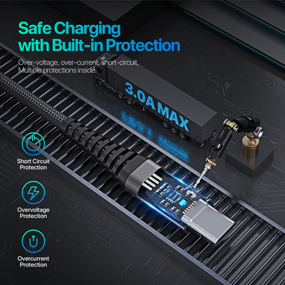ELEKFONE Braided Nylon Charging Cable 1M, All Conectors Available (USB/Type-C/Lightning) EC01
