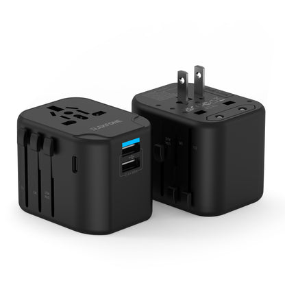 ELEKFONE Universal Travel Power Adapter, Dual-USB and Type-C Ports 12W - T12W