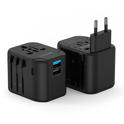 ELEKFONE Universal Travel Power Adapter, Dual-USB and Type-C Ports 12W - T12W