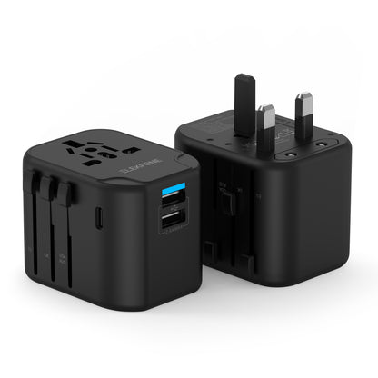 ELEKFONE Universal Travel Power Adapter, Dual-USB and Type-C Ports 12W - T12W