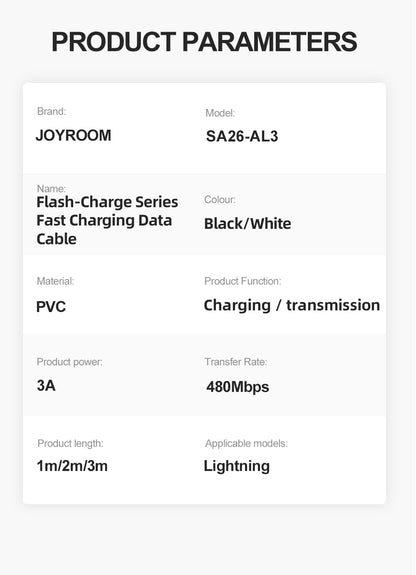 JOYROOM Flash-Charge Series Charging Cables 1M (Lightning/USB-C/USB-A)