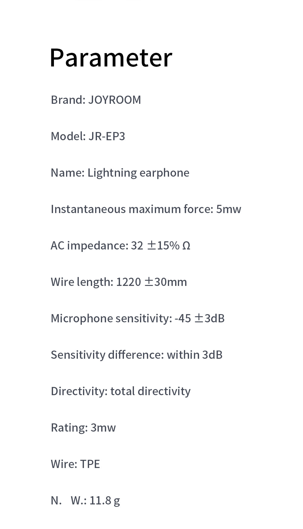 JOYROOM Wired Lighting Earphones - JR-EP3